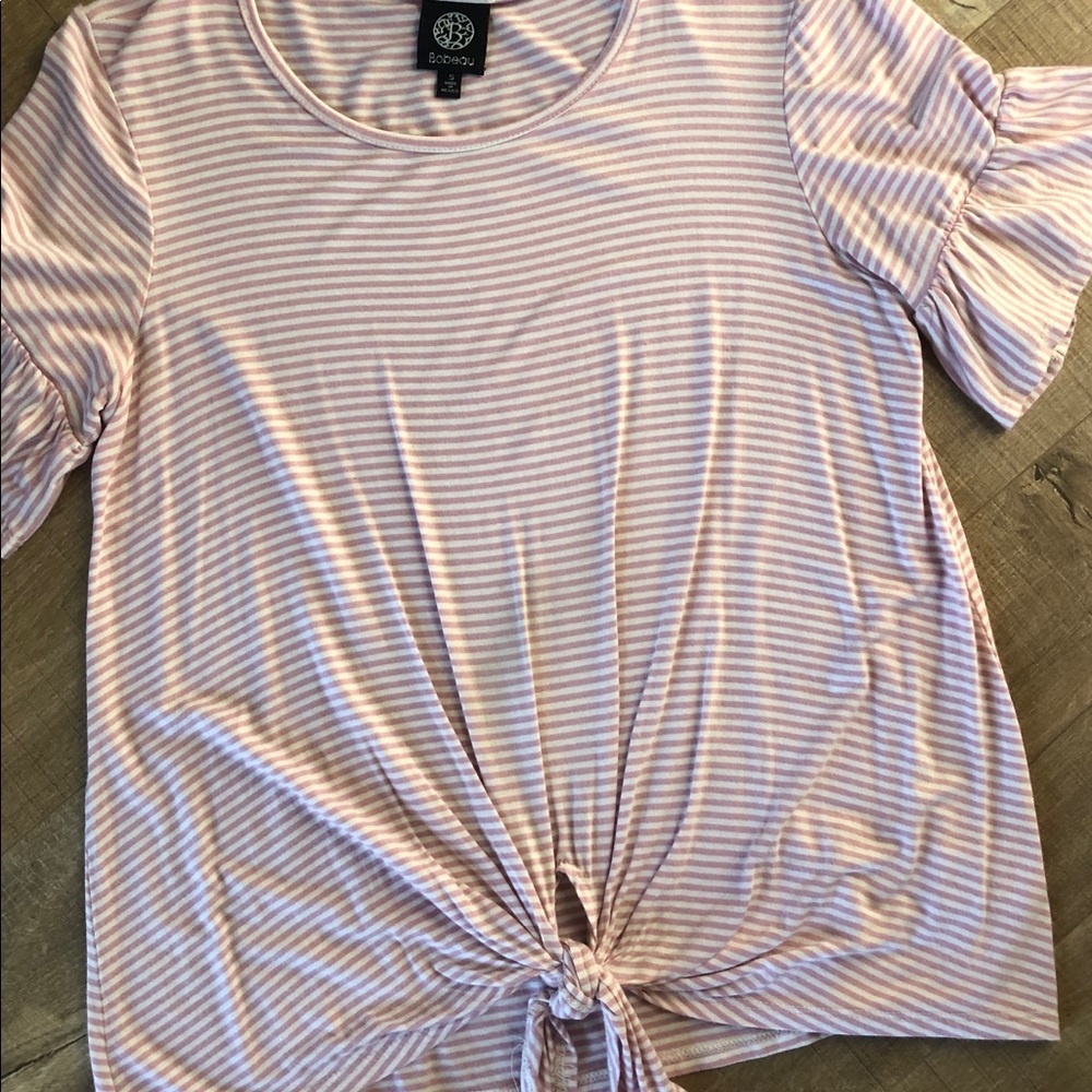 Bobeau Flutter sleeve tie Top